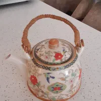 قوری دسته کَنفی طرح دار