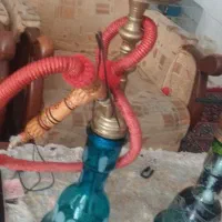 قلیان برنجی و چوبی