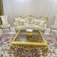 مبلمان ۹ نفره استیل چوب راش ورق طلا برای جهازیه|مبلمان خانگی و میز عسلی|مشهد, شهید فرامرز عباسی|دیوار