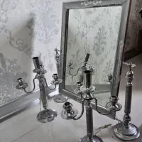آینه و شمعدان در حد نو|صنایع دستی و سایر لوازم تزئینی|اصفهان, شیخ اشراق|دیوار
