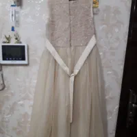 لباس تور دخترانه نونو رنگ نباتی دو تیکه