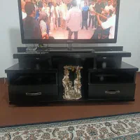 میزتلویزیون چوب و شیشه دودی