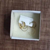 گوشواره استیل زنانه طلایی رنگ ثابت فروشی