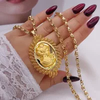 زنجیر بلند و پلاک طلا روس با آبکاری طلا