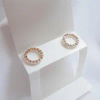 گوشواره نقره نگینی مدل صورتی کیوت