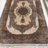 فرش ۶ متری ماشینی دست باف گونه ابریشم تافته قم