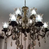 دو عدد لوستر برنزی سنگین ۱۲ شعله