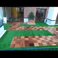 چوب ترمود تایل پنل قلوه سنگ لمبه میز و صندلی