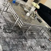 میز جلو مبلی پایه استیل تمام سنگ رنگ مشکی در حد نو