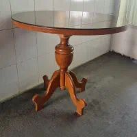 میز ناهار گرد ۴ نفره با شیشه