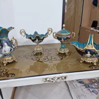 ساعت دیواری ویترین گلدان شیشه ای سینی جام