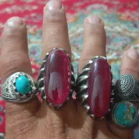 انگشتر نقره یاقوت و فیروزه