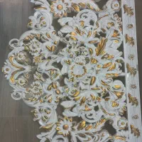 کتیبه پرده سفید سرگل طلایی