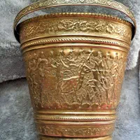 سطل برنجی قلم کاری شده قدیمی