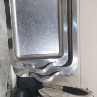 سینی دوتکە استیل باکفگیروملاقە تابەنسوز6تکە