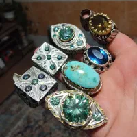 انگشتر نقره جواهری موزانایت کلکسیونی عتیقه طلا