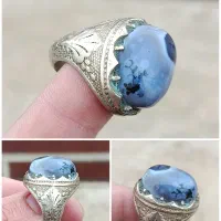 انگشتر باباقوری قائن شجردار رکاب نقره عیار پایین