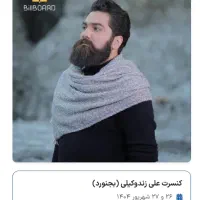 ۴ عدد بلیت کنسرت علی زندوکیلی هتل داریوش بجنورد