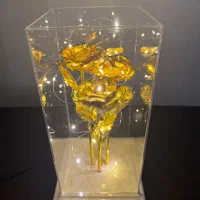 کادو گل طلایی ۳شاخه و ریسه