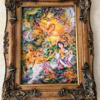 تابلو فرش ماشینی و ساعت دیواری