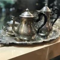 سرویس پذیرایی.چایخوری ،تی ست سیلور پلیت .انتیک