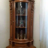 بوفه ویترین دار از چوب گردو با منبت کاری|بوفه، ویترین، کنسول|ری, علایین|دیوار