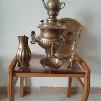 سماور۷لیتری ذغالی برنجی با مهرروس آنتیک ودکوری