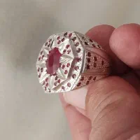 انگشترنقره۹۲۵ کاردست .نگین یاقوت سرخ اناری برمه|جواهرات|بیرجند, |دیوار