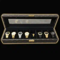 جعبه ساعت ۸ تایی چوبی چرمی