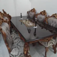 مبلمان استیل  هفت نفره با نهار خوری ۸ نفرو چستر
