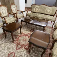 مبل استیل آلمانی ۹ نفره دو میز عسلی و یک جلو مبلی|مبلمان خانگی و میز عسلی|تهران, تهران‌ویلا|دیوار