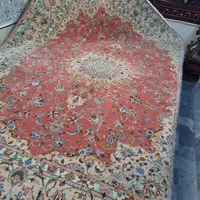 فرش ۹ متری گل ابریشم دستباف کاشان مارک دار(قطبی)