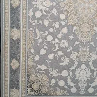 فرش ۱۲۰۰ شانه طوسی بژ ترنج