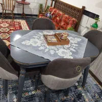 میزنهارخوری ۴ نفره طوسی|میز و صندلی غذاخوری|بردسیر, |دیوار