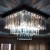 لوستر سقفی صفحه استیل با کریستال