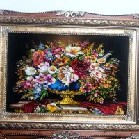 تابلو گل میخک کد32 دستبافت و ابریشم دار|تابلو فرش|تبریز, |دیوار