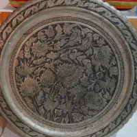 سینی مسی قلمزنی.گلدان وتنگ قندان