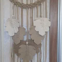 مکرومه آویز طرح برگ نوی نو ، گلدان کتابی کاردست