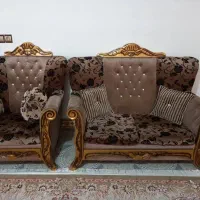 مبل طرحدار نسکافه ای قهوه ای ۷نفره بدون پارگی|مبلمان خانگی و میز عسلی|ارطه, |دیوار