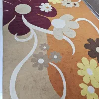 فرش فانتزی ۱۲ متری.گلدار نارنجی.فرش باغ