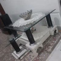 میز جلو مبلی سفید با ۴ عسلی