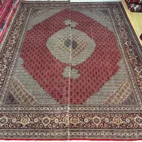 فرش جفت ۹ متری ماهی زمینه شرابی ۵۰ رج