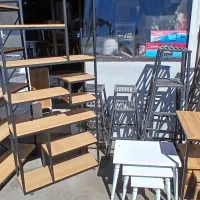 انواع قفسه کتابخانه میز و چهار پایه فلزی حنفی