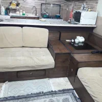 مبل ال چوب گردو نشیمن ها سالم