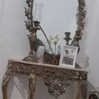 اینه کنسول برنج با دوعد شمعدانی