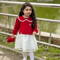 پیراهن یلدایی دورس ودانتل خامه دوزی۳تا۷ سال موجوده