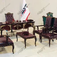میز مدیریت کوروش ورق طلا مبلمان اداری کلاسیک چوبی