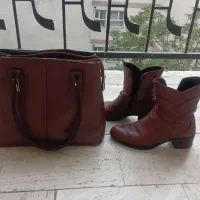 ست کیف و بوت چرم طبیعی