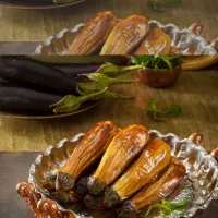 بادمجان سرخ شده و سبزیجات اماده