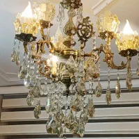 لوستر تمام برنجی ۳ شاخه ۶ شعله با لامپ شمعی|لوستر و چراغ آویز|تهران, افسریه شمالی|دیوار